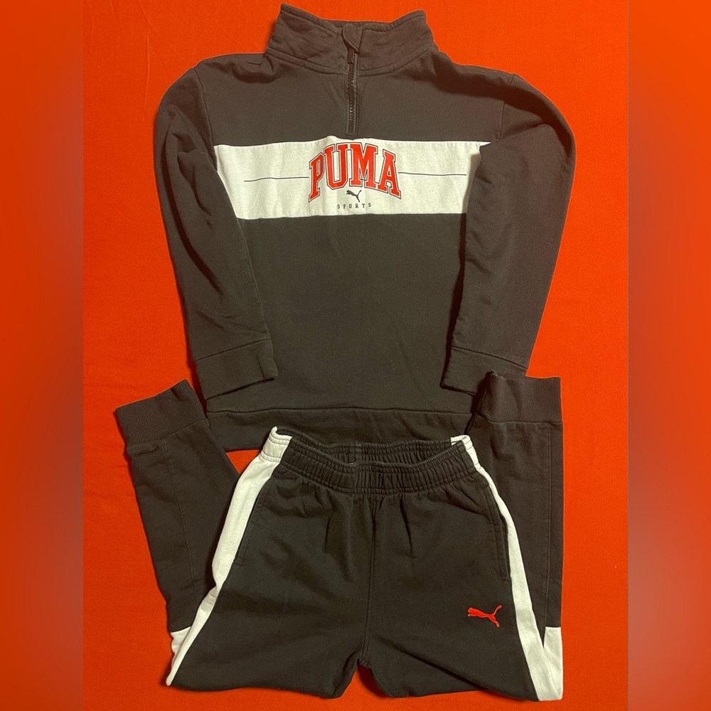 Puma Black and White Sportswear Set with Red Accents